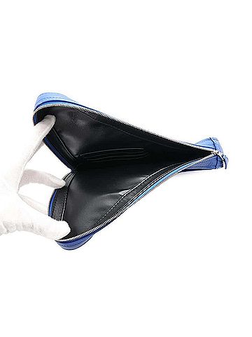 Balenciaga Triangle Blue Leather Clutch Bag (view 2)