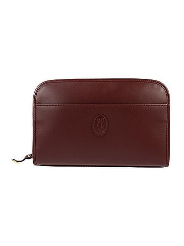 Cartier Must Line Burgundy Leather Clutch Bag (view 1)