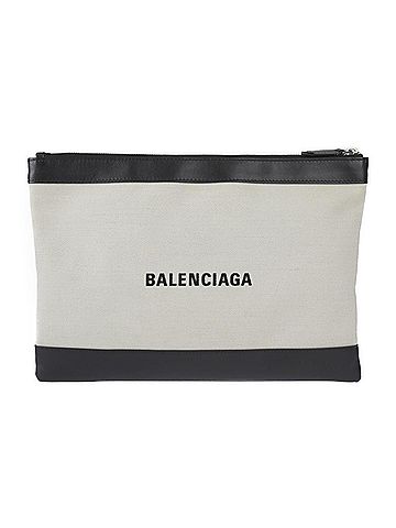 Balenciaga Navy Pouch Black Leather Clutch Bag (view 1)