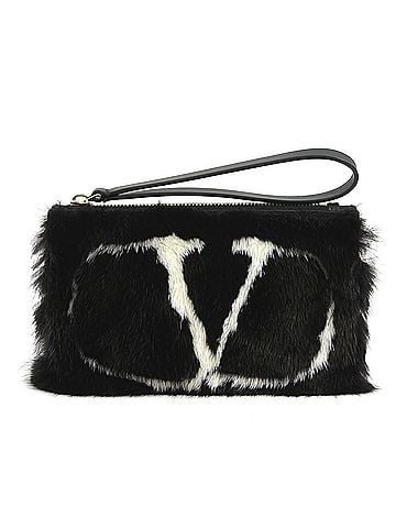 Valentino Garavani Black Faux Fur Clutch Bag (view 1)