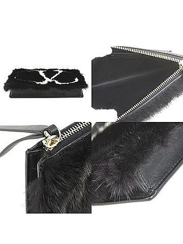 Valentino Garavani Black Faux Fur Clutch Bag (view 2)