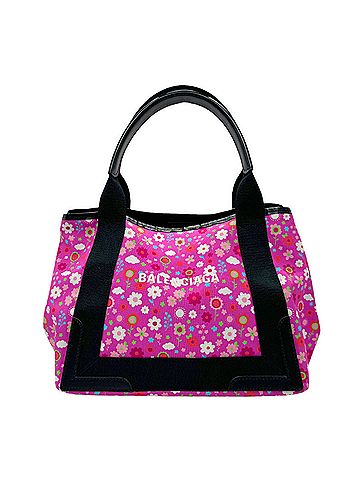 Balenciaga Navy Cabas Pink Canvas Handbag (view 1)