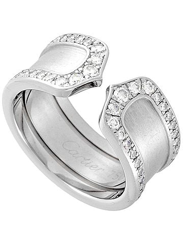 Cartier C2 Silver White Gold Ring Jewelry (view 2)