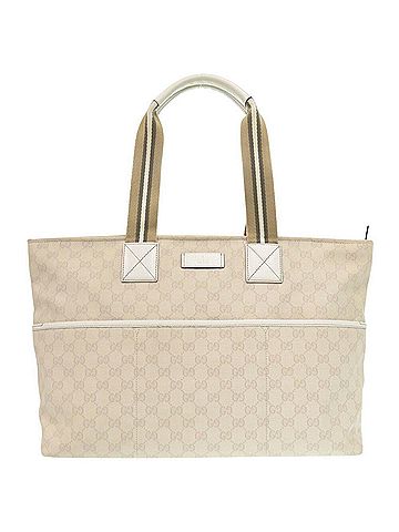 Gucci Sherry White Canvas Tote Bag (view 1)