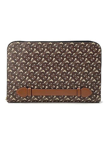 Burberry Tb Brown Canvas Clutch Bag (view 1)