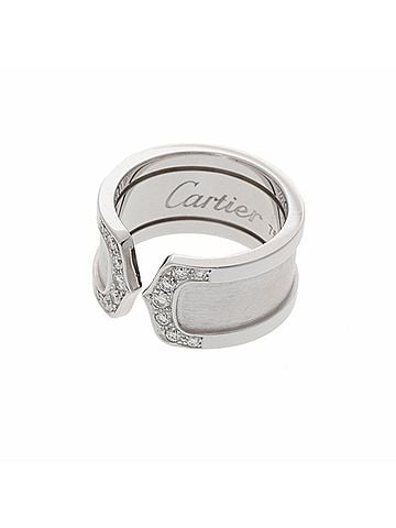 Cartier 2C C2 Silver White Gold Ring Jewelry (view 1)