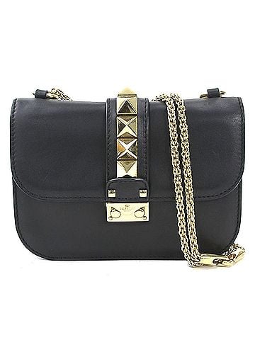 Valentino Garavani Rockstud Black Leather Shoulder Bag (view 1)