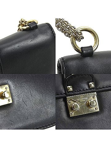 Valentino Garavani Rockstud Black Leather Shoulder Bag (view 2)