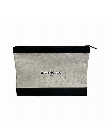 Balenciaga Ecru Canvas Clutch Bag (view 1)