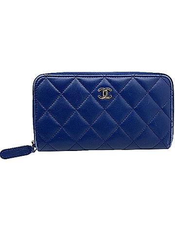 Chanel Coco Mark Blue Leather Wallet (view 1)