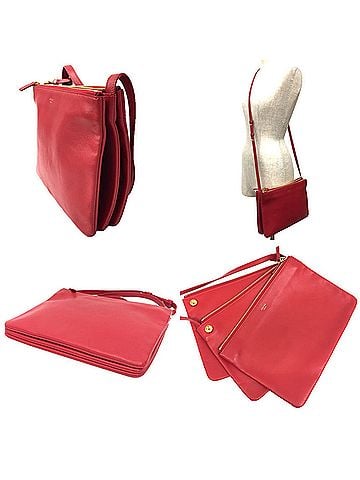 Céline Trio Red Leather Clutch Bag (view 2)