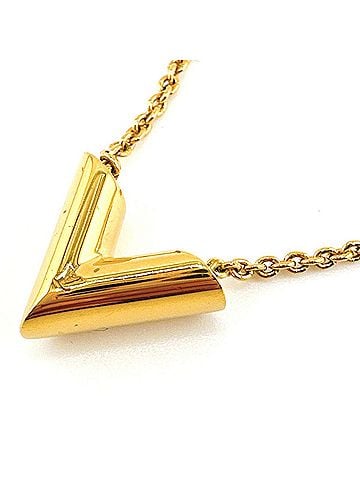 Louis Vuitton Essential V Gold Metal Necklace Jewelry (view 1)