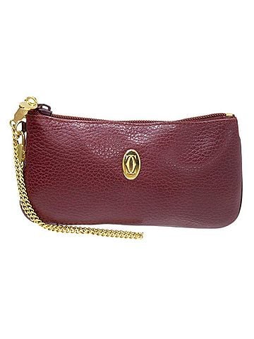 Cartier Must De  Burgundy Leather Clutch Bag (view 1)