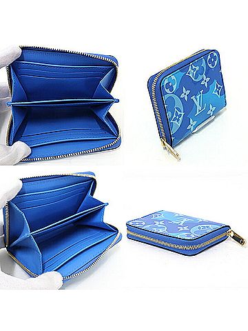 Louis Vuitton Porte Monnaie Zippy Blue Canvas Wallet (view 2)