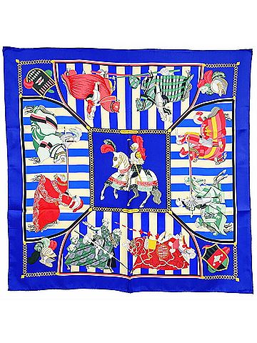 Hermès Carré 90 Blue Silk Scarf (view 1)