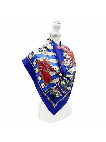 Hermès Carré 90 Blue Silk Scarf (view 2)
