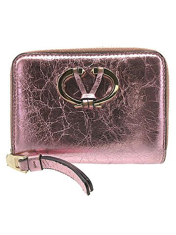 Valentino Garavani V Logo Pink Leather Wallet (view 1)