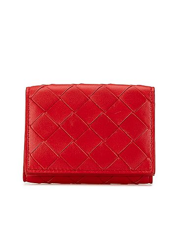 Bottega Veneta Intrecciato Red Leather Wallet (view 1)