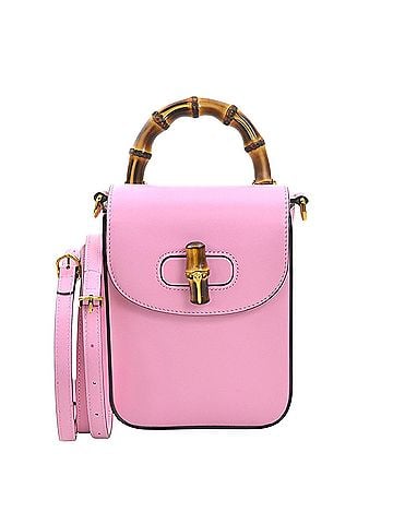 Gucci Bamboo Pink Leather Shopper Bag (view 1)