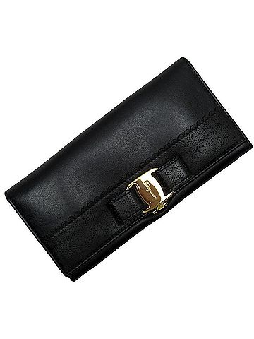 Salvatore Ferragamo Vara Black Leather Wallet (view 1)