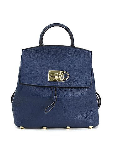 Salvatore Ferragamo Navy Leather Backpack Bag (view 1)