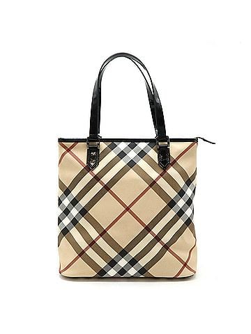 Burberry Nova Check Beige Patent Leather Tote Bag (view 1)