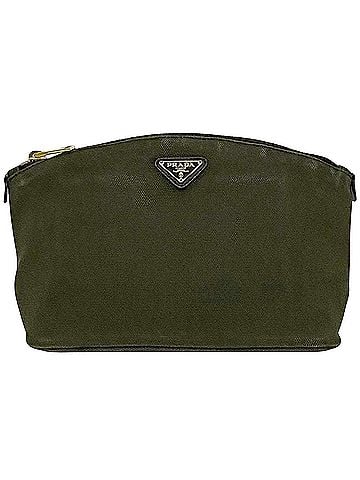 Prada Khaki Canvas Clutch Bag (view 1)