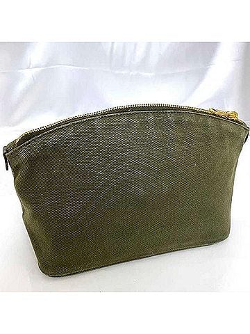 Prada Khaki Canvas Clutch Bag (view 2)