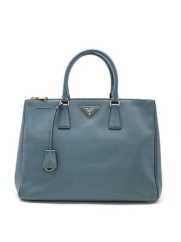 Prada Saffiano Blue Leather Tote Bag (view 1)