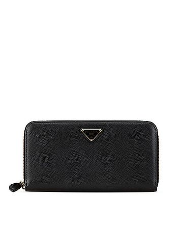 Prada Round Zipper Black Leather Wallet (view 1)