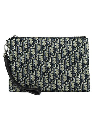 Dior Trotter Navy Canvas Clutch Bag (view 1)