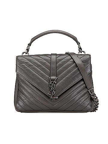 Saint Laurent Medium Monogram Chevron Sheepskin College Satchel (view 1)