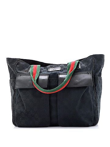 Gucci Double Pocket Web Handle Tote GG Canvas Medium (view 1)