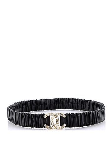 Chanel CC Elastic Belt Leather with Metal and Crystals (view 2)