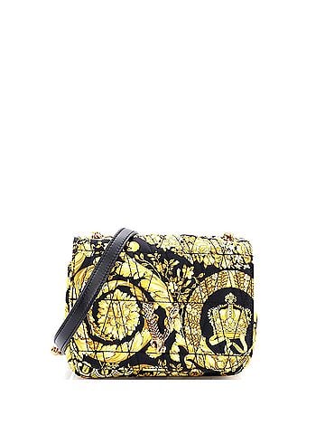Versace Virtus Chain Flap Shoulder Bag Quilted Printed Silk Small (view 1)