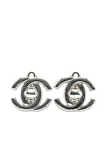Chanel Silver Plated CC Turnlock Clip On Earrings (view 1)