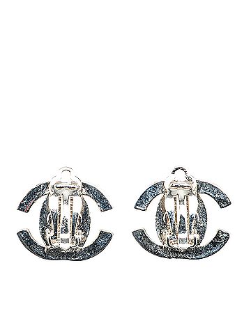 Chanel Silver Plated CC Turnlock Clip On Earrings (view 2)