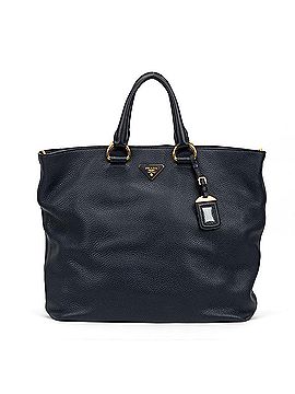 Roberto Cavalli Solid Blue Leather Tote One size