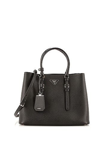 Prada Belted Strap Cuir Double Tote Saffiano Leather Medium (view 1)