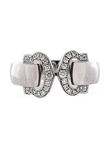 Cartier Vintage C de Cartier Ring 18K White Gold with Diamonds (view 1)