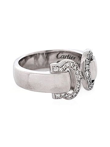 Cartier Vintage C de Cartier Ring 18K White Gold with Diamonds (view 2)