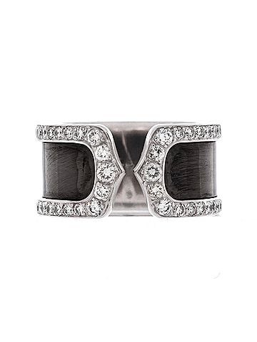 Cartier C de Cartier Ring 18K White Gold with Diamonds and Enamel (view 1)