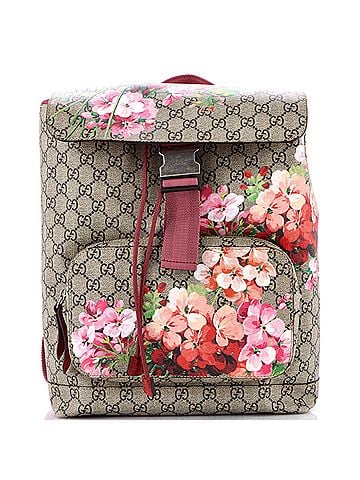 Gucci Buckle Backpack Blooms Print GG Coated Canvas Medium (view 1)