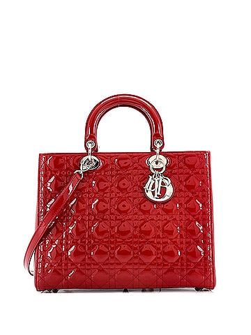 Christian Dior Lady Dior Bag Cannage Quilt Patent Large (view 1)