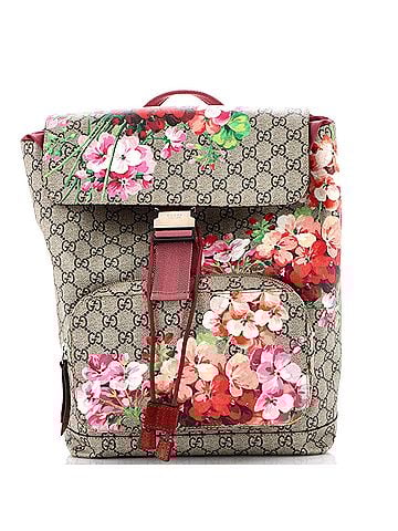 Gucci Buckle Backpack Blooms Print GG Coated Canvas Medium (view 1)