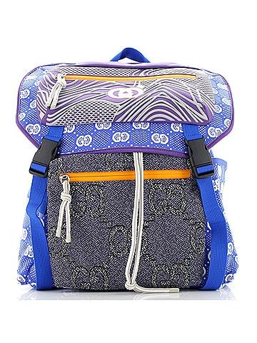 Gucci Panelled Double Buckle Backpack GG Jacquard Nylon and Rubber Large (view 1)