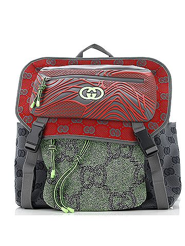 Gucci Panelled Double Buckle Backpack GG Jacquard Nylon and Rubber Large (view 1)