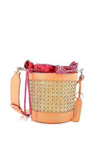 Bvlgari Forever Convertible Bucket Bag Raffia with Silk and Leather Medium (view 1)