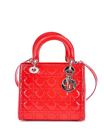 Christian Dior Lady Dior Bag Cannage Quilt Patent Medium (view 1)