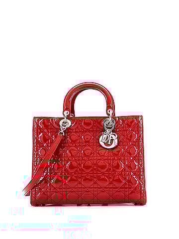 Christian Dior Lady Dior Bag Cannage Quilt Patent Large (view 1)